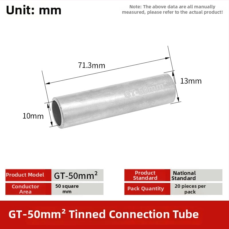 GT-50mm négyzet alakú természetes ónzott réz csatlakozócsővel, rézorral a vezetékekhez