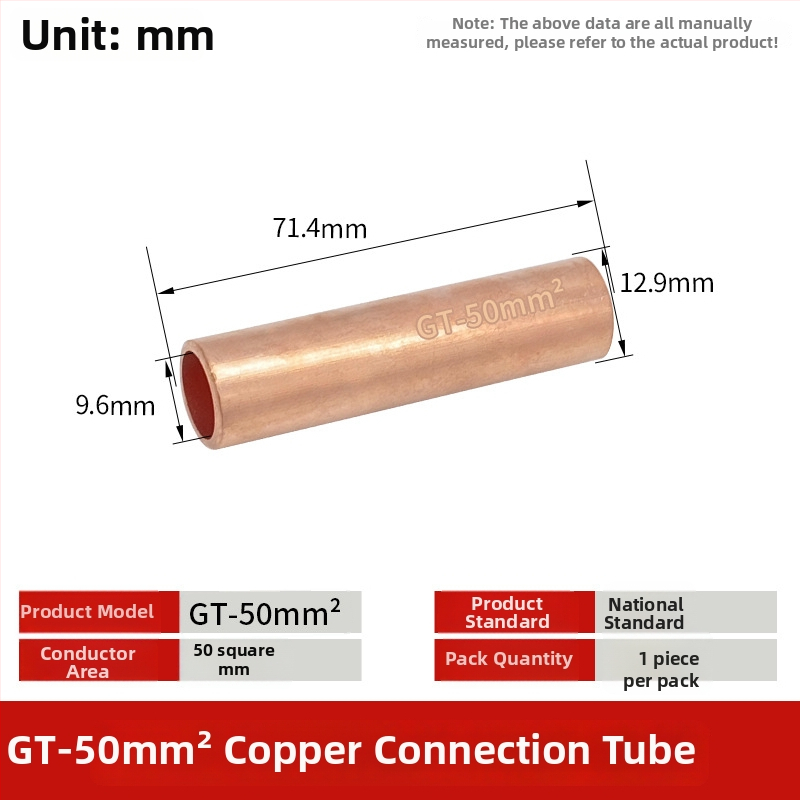 GT-50mm négyzet alakú természetes ónzott réz csatlakozócsővel, rézorral a vezetékekhez