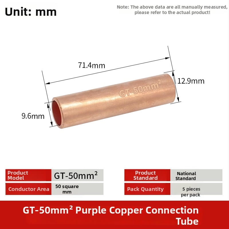 GT-50mm négyzet alakú természetes ónzott réz csatlakozócsővel, rézorral a vezetékekhez