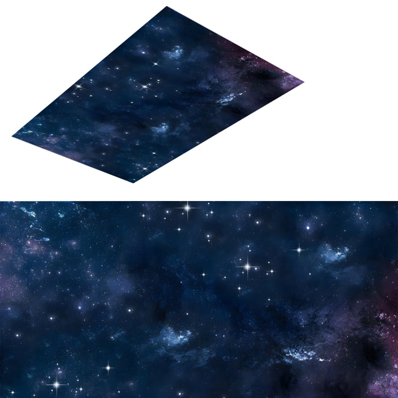 Textilné magnetické tienidlo pre fluorescencnú lampu, ochrana očí – dizajn Hviezdne more