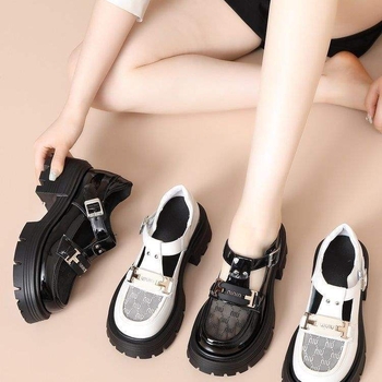 Γυναικείοι loafers με φαρδιά σόλα για καλοκαίρι, διαπνέον δερμάτινο πάνω μέρος, βρετανικού στυλ, αυξάνουν το ύψος με πλέγμα