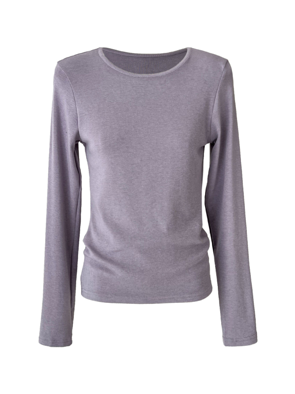 Luxi dámske základné jednobarevné tričko s dlhým rukávom, slim fit, na skorú jarnú vrstvenie 2159