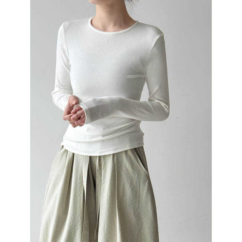 Luxi dámske základné jednobarevné tričko s dlhým rukávom, slim fit, na skorú jarnú vrstvenie 2159