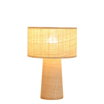 Stolná lampa z raffie v štýle Wabi-Sabi, s bambusovou základňou, LED, vhodná do obývačky a spálne
