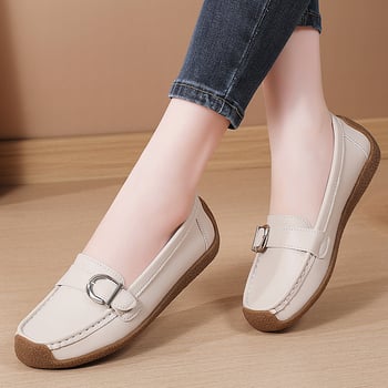 Γυναικεία loafers χωρίς κορδόνια – άνετα καθημερινά παπούτσια από PU, στρογγυλή μύτη, χαμηλό τακούνι, μοντέρνο και άνετο στυλ