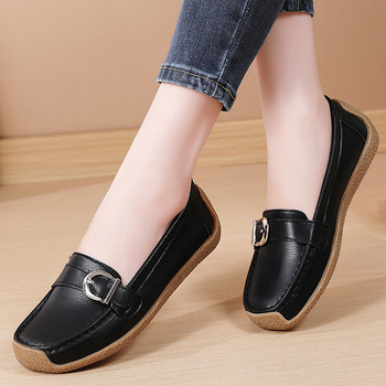 Γυναικεία loafers χωρίς κορδόνια – άνετα καθημερινά παπούτσια από PU, στρογγυλή μύτη, χαμηλό τακούνι, μοντέρνο και άνετο στυλ
