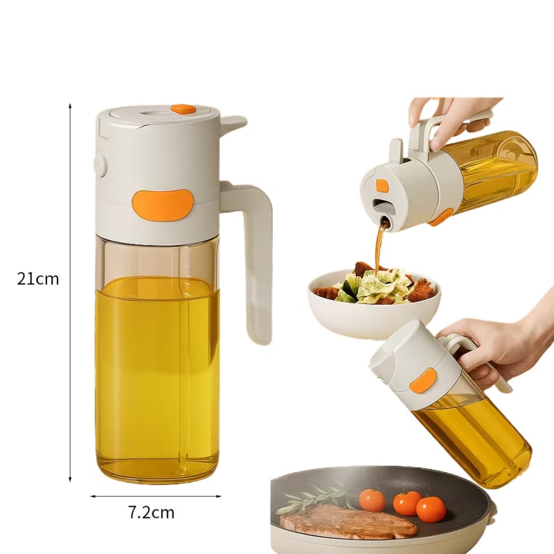 18oz γυάλινο δοχείο ψεκασμού λαδιού με χειρολαβή – πολυλειτουργική πιεζόμενη φιάλη για κουζίνα, διαφανής φιάλη ελέγχου λαδιού