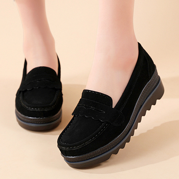Γυναικείοι loafers με φαρδιά σόλα, casual slip-on παπούτσια, στρογγυλή μύτη, Ultrafilm δέρμα, μεγέθη 35-41