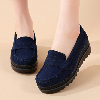 Γυναικείοι loafers με φαρδιά σόλα, casual slip-on παπούτσια, στρογγυλή μύτη, Ultrafilm δέρμα, μεγέθη 35-41