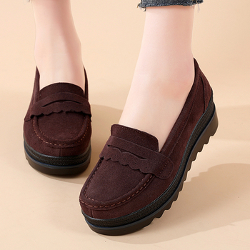 Γυναικείοι loafers με φαρδιά σόλα, casual slip-on παπούτσια, στρογγυλή μύτη, Ultrafilm δέρμα, μεγέθη 35-41