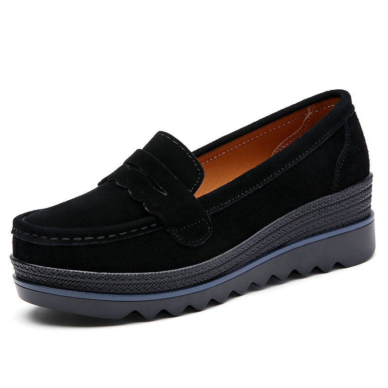 Γυναικείοι loafers με φαρδιά σόλα, casual slip-on παπούτσια, στρογγυλή μύτη, Ultrafilm δέρμα, μεγέθη 35-41