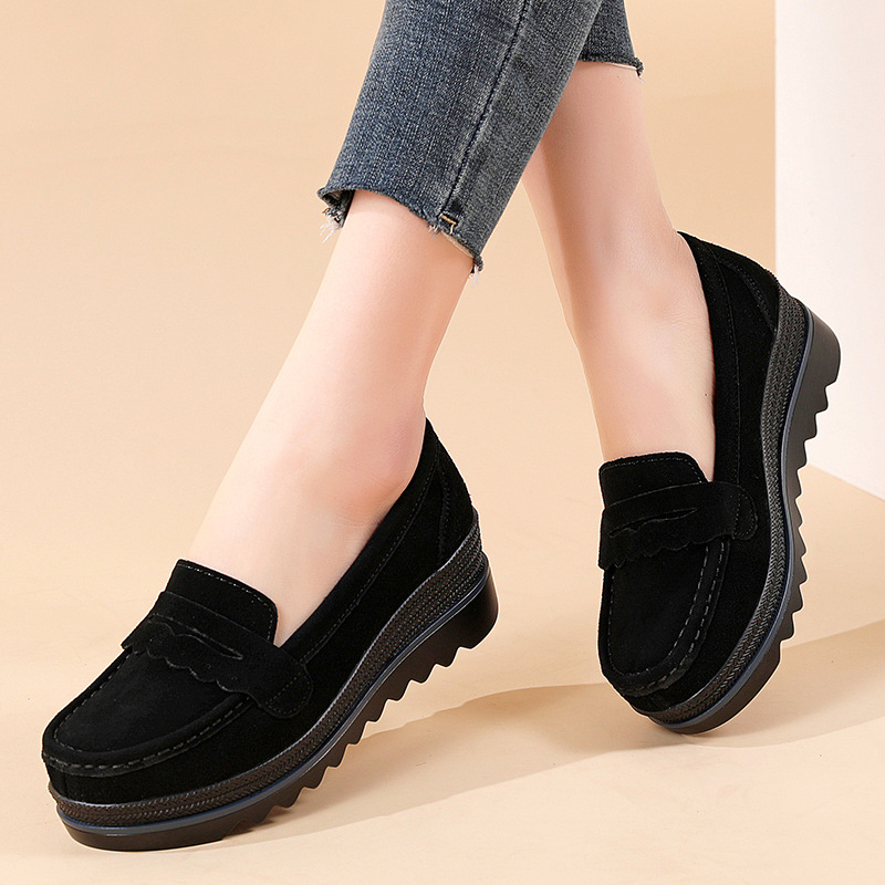 Γυναικείοι loafers με φαρδιά σόλα, casual slip-on παπούτσια, στρογγυλή μύτη, Ultrafilm δέρμα, μεγέθη 35-41