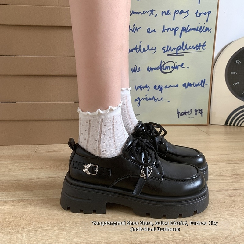 Dámske kožené loafers na platforme s hrubou podrážkou, retro Mary Jane, britský štýl