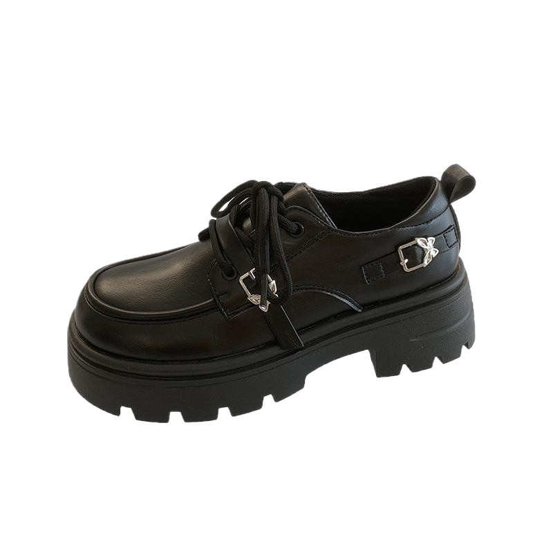 Γυναικείες δερμάτινες loafers με πλατφόρμα και χοντρή σόλα, ρετρό Mary Jane, βρετανικό στυλ
