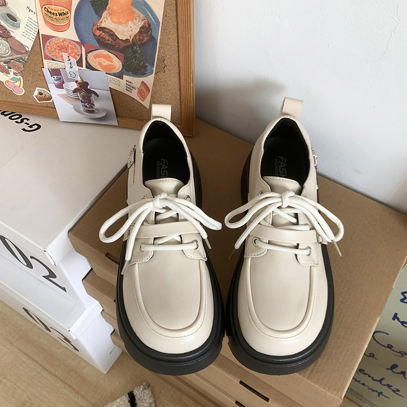 Γυναικείες δερμάτινες loafers με πλατφόρμα και χοντρή σόλα, ρετρό Mary Jane, βρετανικό στυλ
