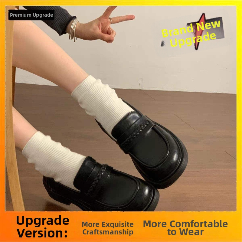 Dámske mokasíny s hrubou podrážkou, jar 2026, slip-on topánky, britský štýl, univerzálne kožené topánky