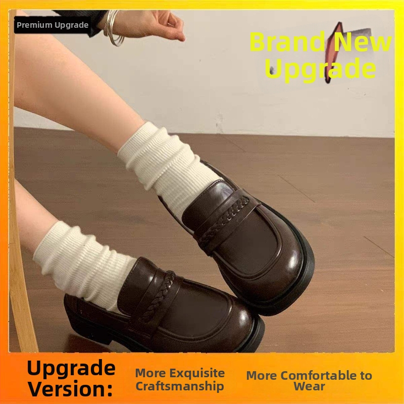 Dámske mokasíny s hrubou podrážkou, jar 2026, slip-on topánky, britský štýl, univerzálne kožené topánky