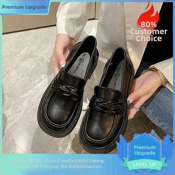 Dámske loaferky, 2025 jeseň, hrubá podrážka a masívny podpätok, britský štýl, slip-on kožené topánky JK
