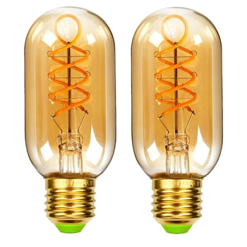 Δύο σετ σπειροειδών LED λαμπτήρων filament τύπου T45, ρετρό ζεστό φως, βιομηχανικού στυλ σωλήνας φωτισμού, βάση E27, ρύθμιση φωτεινότητας
