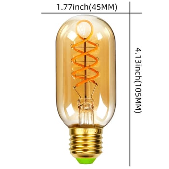 Δύο σετ σπειροειδών LED λαμπτήρων filament τύπου T45, ρετρό ζεστό φως, βιομηχανικού στυλ σωλήνας φωτισμού, βάση E27, ρύθμιση φωτεινότητας