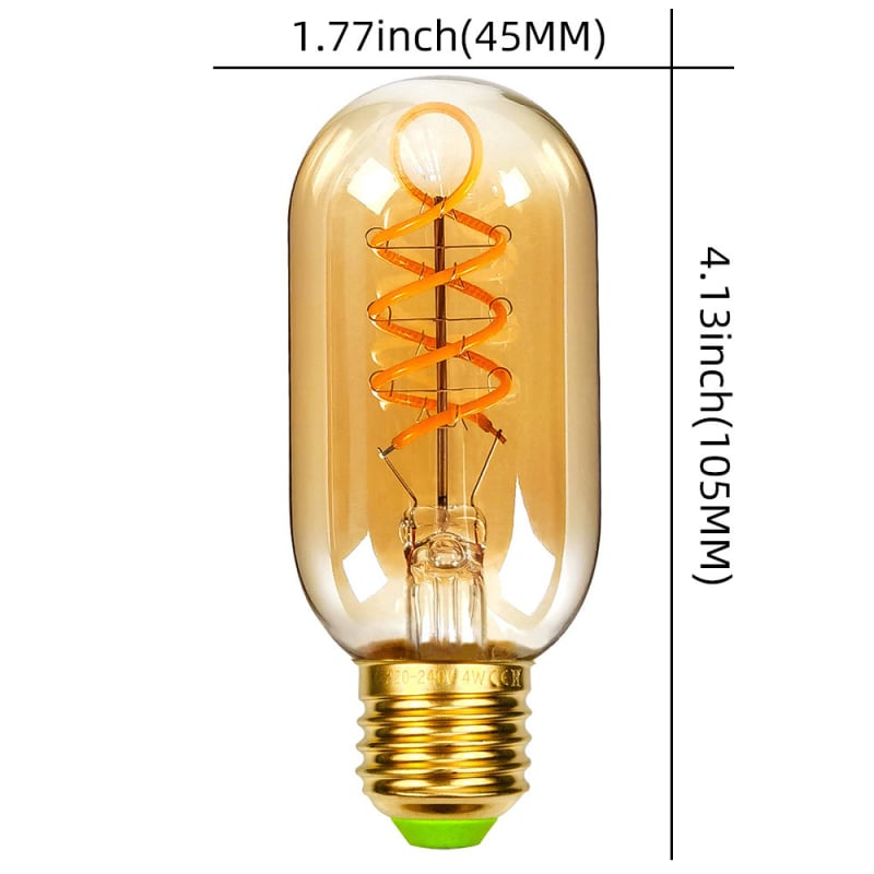 Δύο σετ σπειροειδών LED λαμπτήρων filament τύπου T45, ρετρό ζεστό φως, βιομηχανικού στυλ σωλήνας φωτισμού, βάση E27, ρύθμιση φωτεινότητας