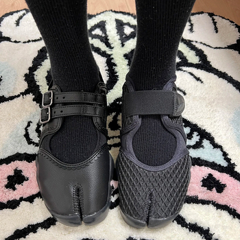 Γυναικείοι loafers με διαχωρισμένο δάχτυλο, μπαλέτο στιλ, φαρδιά σόλα, επίπεδο τακούνι, λουρί Mary Jane, γαλλικού ύφους