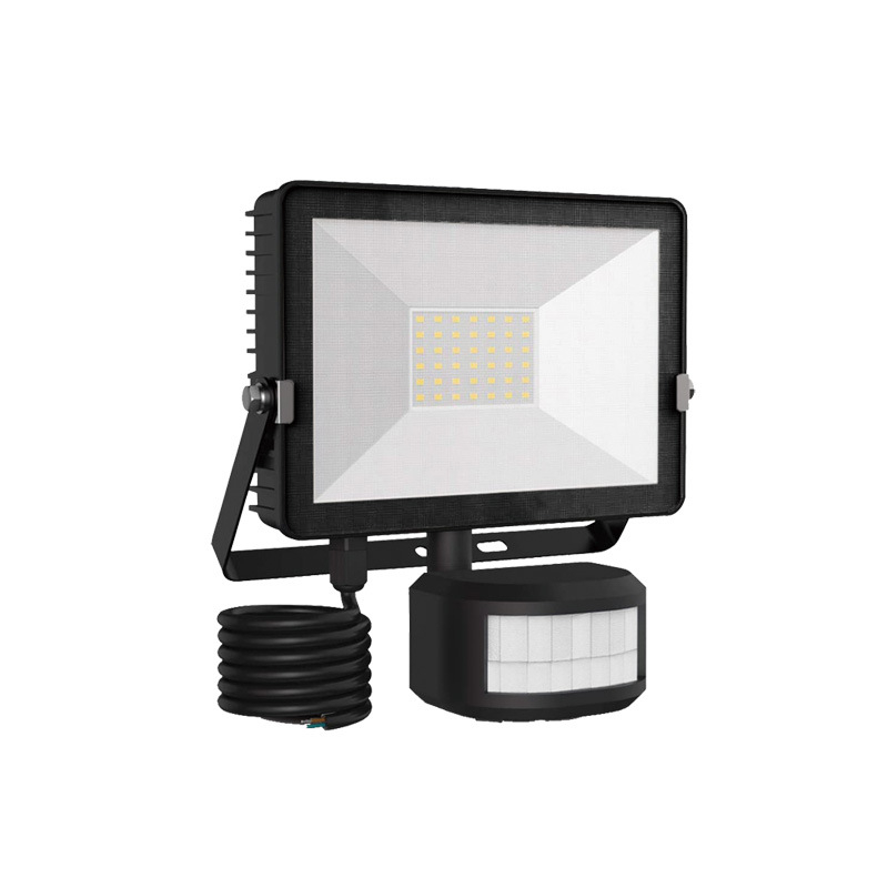 Proiector LED cu senzor de mişcare PIR pentru exterior, carcasă din grafen pentru disiparea căldurii, lampă de perete pentru curte, IP66, 30W, flux luminos 3000 lm, CRI 80, unghi fascicul 120°, 42 LED