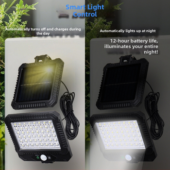Nepremokavý LED reflektor na krajinu a záhradu s pohybovým senzorom a riadením svetla, solárne napájanie, rozdelené vonkajšie nástenné LED svetlo