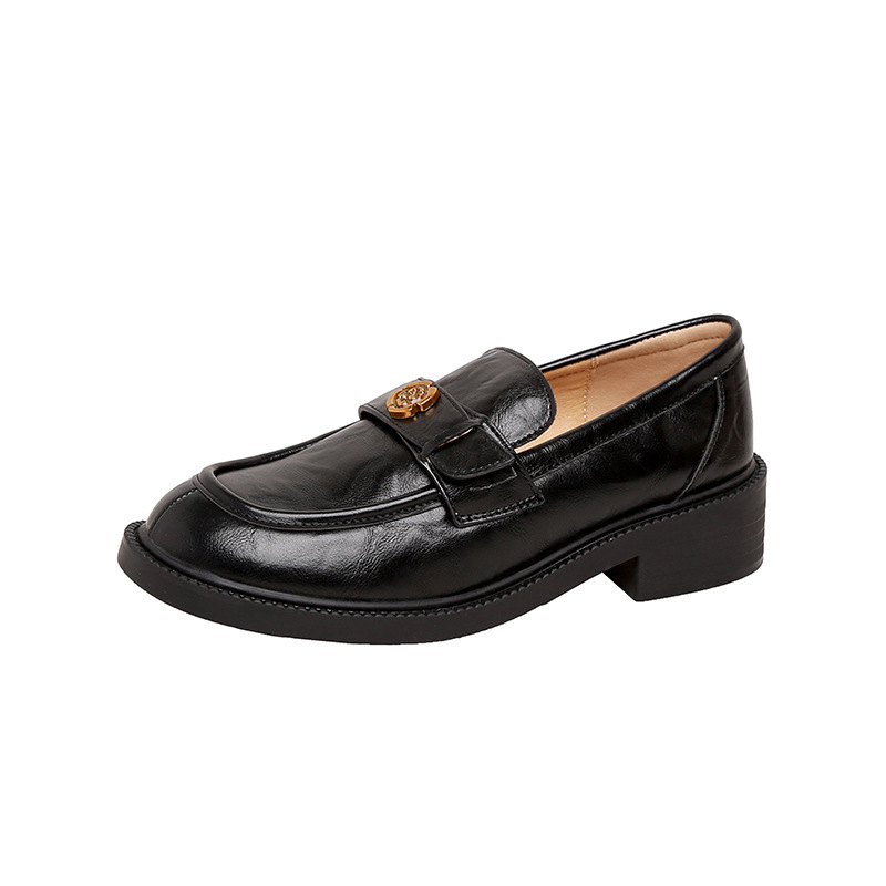 Kožené loafery s caméliou, ručne vyrábané, dámske topánky v britskom štýle, Slip-On