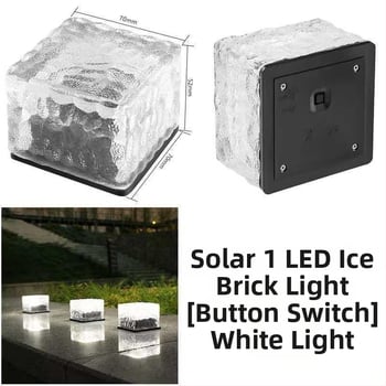 Lumini solare de exterior, impermeabile, decor pentru peisajul grădinii, lămpi Ice Brick, plăci de podea din sticlă, iluminare subterană pătrată, lumini de grădină