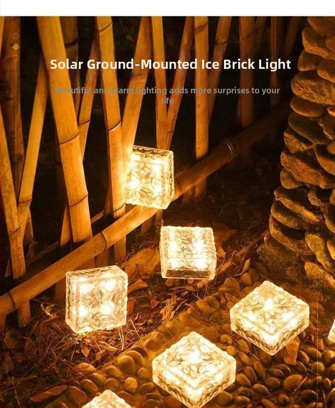Lumini solare de exterior, impermeabile, decor pentru peisajul grădinii, lămpi Ice Brick, plăci de podea din sticlă, iluminare subterană pătrată, lumini de grădină