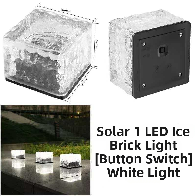 Vonkajšie solárne svetlá, vodotesný záhradný krajinný dekor, lampy Ice Brick, sklenené podlahové dlaždice, štvorcový podzemný osvetlenie, záhradné svetlá