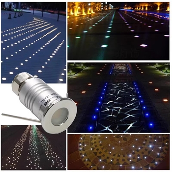 LED vonkajšie vodotesné 1W mini podzemné svetlo, štvorcové podzemné svetlo, IP67, otvor Ø17 mm, teplá biela 3000K