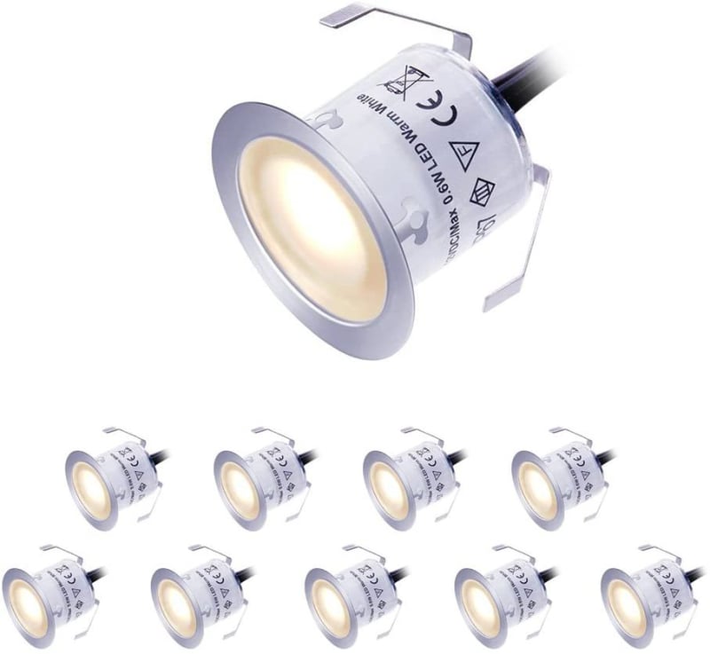 10x0.6W LED φώτα αυλής σε δάπεδο, εντοιχισμένα φωτιστικά τοίχου για βήματα, διακοσμητικά και ενδεικτικά φώτα διαδρομής