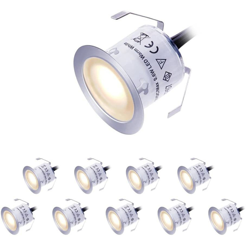 10x0.6W LED φώτα αυλής σε δάπεδο, εντοιχισμένα φωτιστικά τοίχου για βήματα, διακοσμητικά και ενδεικτικά φώτα διαδρομής