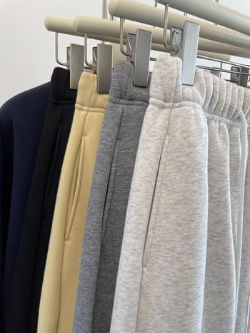 Dámske joggery nohavice s fleecovou podšívkou z baranieho vlákna, vysoký pás, voľný strih, plus-size, teplé dlhé nohavice na zimu