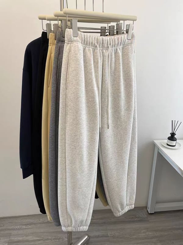 Dámske joggery nohavice s fleecovou podšívkou z baranieho vlákna, vysoký pás, voľný strih, plus-size, teplé dlhé nohavice na zimu