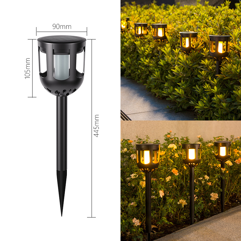 Ηλιακή εξωτερική λάμπα κήπου με LED εφέ φλόγας, αδιάβροχη για γκαζόν και διακόσμηση βίλας