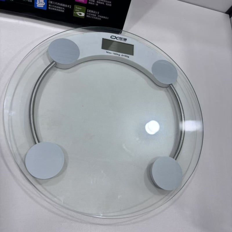 Cântar digital de uz casnic, precizie înaltă, cu sticlă temperată, platformă circulară transparentă, până la 180 kg