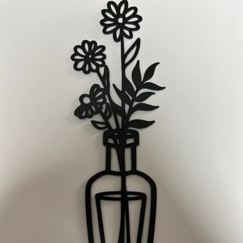 Moderná minimalistická kovová váza na stenu pre vnútornú dekoráciu, železný nástenný ozdobný prvok