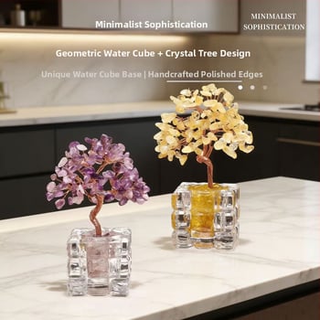 Roza kristalno stablo novca za privlačenje bogatstva – stolna dekoracija u uredu, kućna dekoracija, dar za rođendan i za useljenje