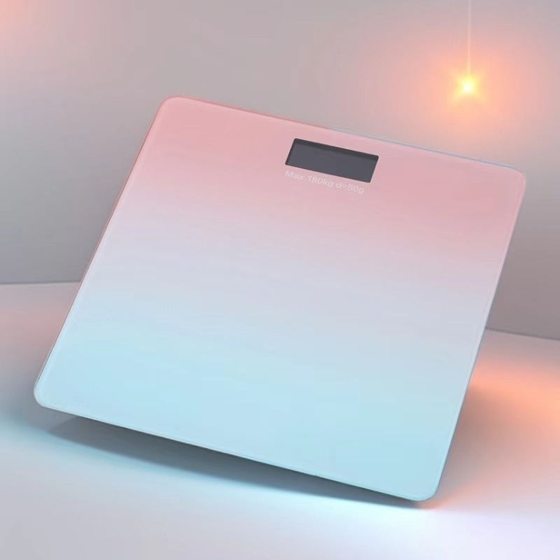 Cântar digital de corp pentru uz casnic, cu afișaj LCD, opțiuni de culoare în gradient, reîncărcabil, capacitate 180 kg