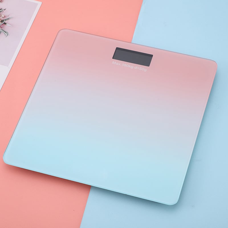 Cântar digital de corp pentru uz casnic, cu afișaj LCD, opțiuni de culoare în gradient, reîncărcabil, capacitate 180 kg