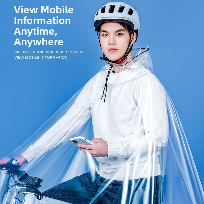 Nepremokavý pončo na bicykel pre horské bicykle, unisex, plné telo, s dvojitou kapucňou, priehľadné PVC, extra veľkosť