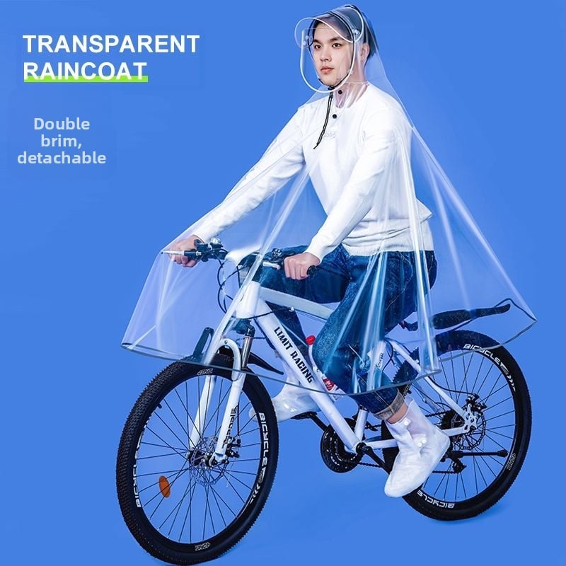 Unisex ολόσωμο αδιάβροχο ποδηλάτου για ορεινή ποδηλασία, με διπλό γείσο κουκούλας, διαφανές PVC, εξτρά μεγάλο μέγεθος