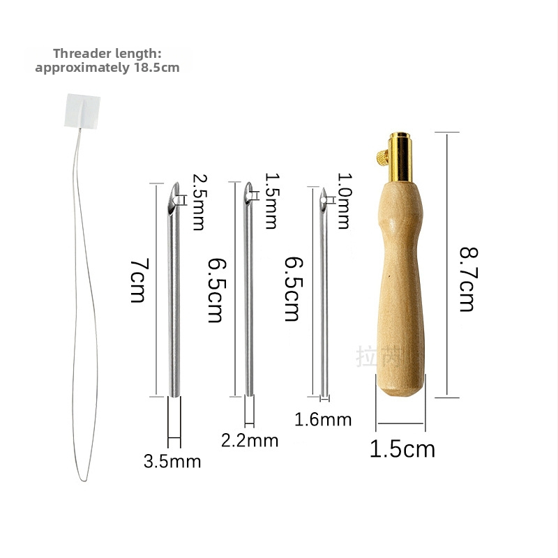 Nástroj na punch needle prešívanie s tromi vymeniteľnými ihlami