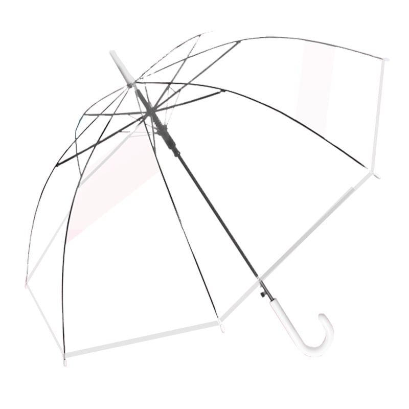Umbrelă transparentă cu mâner lung, țesătură transparentă colorată, deschidere automată, umbrelă promoțională cu logo cadou