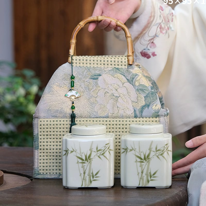 Premijska prijenosna kutija za čaj u platnenoj torbi — prazna poklon kutija za Longjing (Dragon Well), Maojian i Biluochun, prilagodljiva
