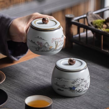 Keramička posuda za čaj Ru kiln, zatvorena, otporna na vlagu, Pu'er čaj, retro stil, kung fu čaj set