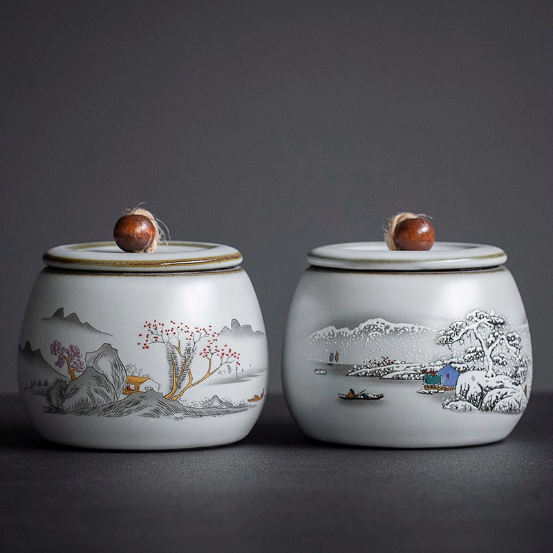 Keramička posuda za čaj Ru kiln, zatvorena, otporna na vlagu, Pu'er čaj, retro stil, kung fu čaj set